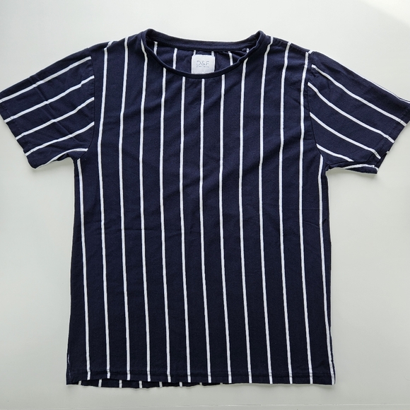 Denim & Flower Tops - 100 Cotton Women's Navy White Stripe Short Sleeve Tee Medium